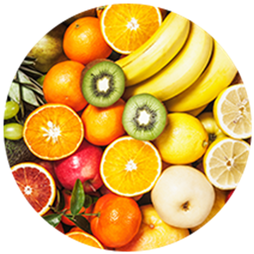 Samling av forskjellige blandede frukt og grønnsaker
